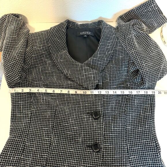 Kasper Asymmetrical Black & White Blazer Jacket Size 10 - Picture 9 of 9